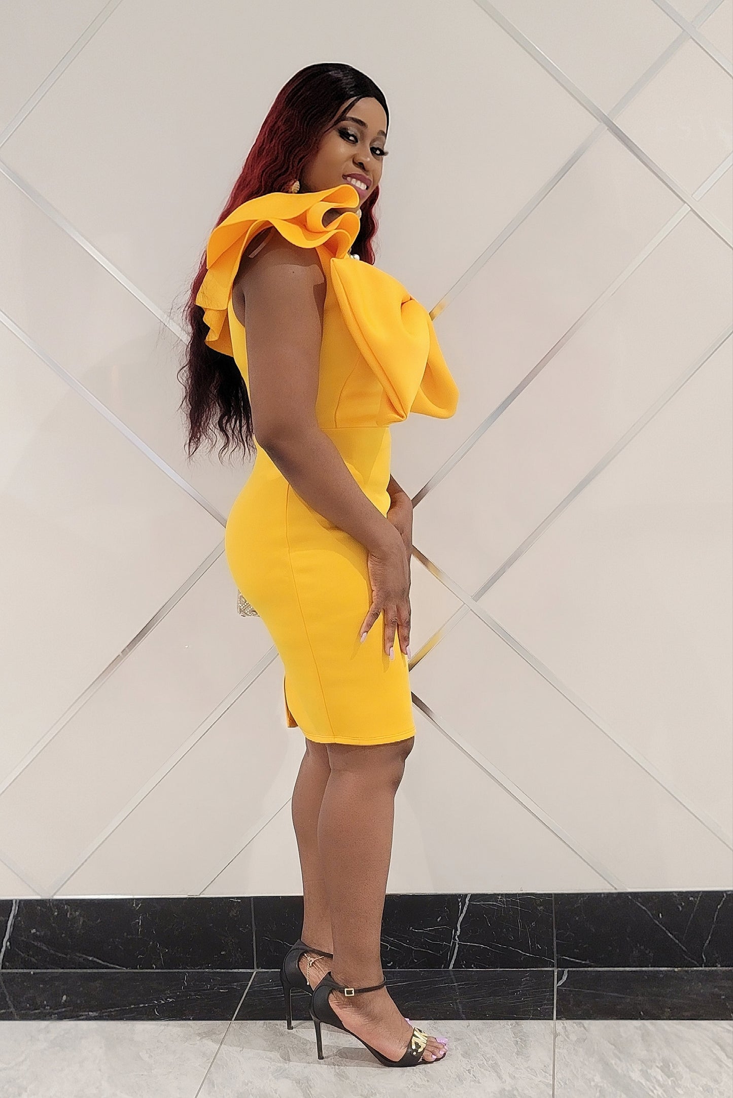 Selena Bow Front Dress (Yellow)