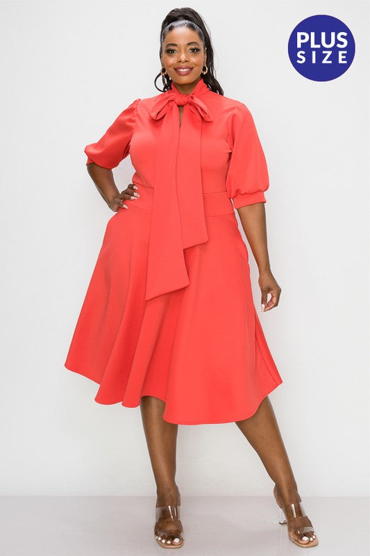 Evy Bow -Tie Plus Size Dress